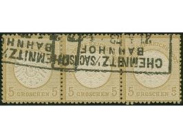 5 Gr. ockerbraun mit Plattenfehler “heller kreisförmiger Fleck in Bogen der rechten Wertziffer 5” (Feld 17) im waagerechten, 