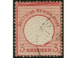 3 Kr. karmin mit Plattenfehler “beschädigter Kreis links über der rechten Wertziffer” (Feld 80) und zusätzlich einen deutlich