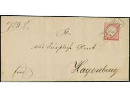 1 Gr. karmin mit Plattenfehler “gebrochenes H in DEUTSCHE” (Feld 94) mit klarem Rahmenstempel “NEUSTADT IM RÜBENGEBIERGE 14.4