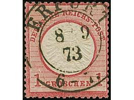 1 Gr. karmin mit Plattenfehler “Plattenbruch zwischen O und S in GROSCHEN bis zum R in Reichs”, klar mit zentrisch aufgesetzt