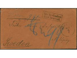 “Aus Westindien über New York” Rahmenstempel vom Stadtpostamt klar auf Brief mit rückseitigem Absenderstempel “Widow of A. Ca