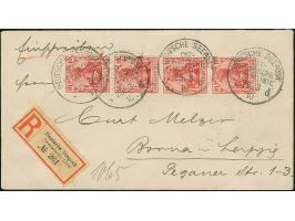 “DSP OST-ASIATISCHE HAUPTLINIE *d 25.3.10” mehrfach klar auf senkrechtem Viererstreifen Germania 10 Pfg. auf R-Brief mit R-Ze