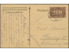 “DSP LINE HAMBURG-SÜDAMERIKA XII 9.2.23” (D. Antonio Delfino) klar auf Ziffer 100 M. mit Wasserzeichen 1 auf entsprechender S