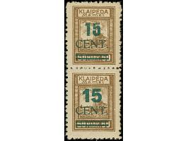 1923, Grünaufdruck 15 Cent im senkrechten Typenpaar I/II von den Feldern 90 und 100, dabei Feld 90 mit feldtypischem Aufdruck