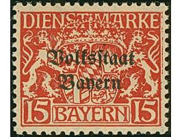 1919, Volksstaat 15 Pfg. auf mattgelblichorangen Papier, Plattenfehler 'weisser Punkt zwischen Kopf und Schwanz des rechten L
