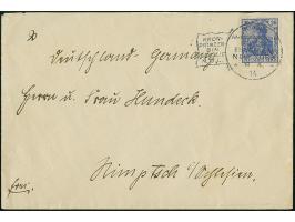 “DASP BREMEN-NEW YORK KRONPRINZESSIN CECILIE N.D.L. 8.4.14” Flaggenstempel klar auf Germania 20 Pfg. auf Brief nach Deutschla