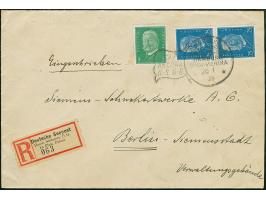 “DSP HAMBURG-SÜD/HAMBURG-SÜDAMERIKA CAP ARCONA H.S.D.G. 26.1.29” Flaggenstempel klar auf senkrechtem Paar Reichspräsidenten 2