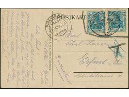 “DSP LINIE HAMBURG-WESTAFRIKA XX. 12.4.21” (D. Baltika) sehr klar auf zwei Einzelmarken Germania 30 Pfg. blau auf Schiffspost