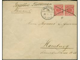 1899, “Paqueboot Turuman” handschriftlich auf Brief mit zwei Einzelmarken Krone/Adler 10 Pfg. mit Federkreuz-Entwertung und l