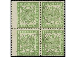1883, Eagle with spread wings 1 s. green, re-issue, horizontal tete-beche block of four, light cancelled PRETORIA, fine and a