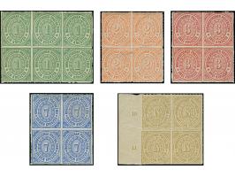 1-18 Kr., die komplette Ausgabe in ungebrauchten Blockstücken, dabei 1 Kr. Im waagerechten 6er-Block, sonst Viererblocks, die