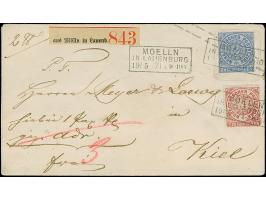 Aufbrauch-Umschlag 2 Gr. auf Preußen 2 Gr. Kleinformat, mit Zufrankatur 1 Gr. gezähnt, als Paketbegleitbrief von "MÖLLN IN LA