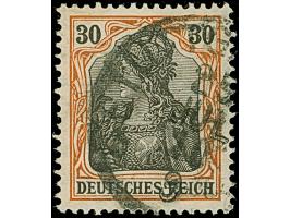 1905, Germania 30 Pfg. dunkelrötlichorange/schwarz auf mittelchromgelbem Papier mit liegendem Wasserzeichen (Wz. 1Y), sauber 