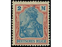 1920, Germania 2 M. dunkellilarot/gruultramarin mit Wasserzeichen Kreuzblütten (amtlich Vierpass-Wasserzeichen). Die farbfris