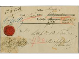 18 Kr. ockerbraun, 4er-Block und Einzelmarke, als reine Mehrfachfrankatur, mit Ra3 "FRANKFURT A.M. POSTEXPED. N° 1 24 7 71" a