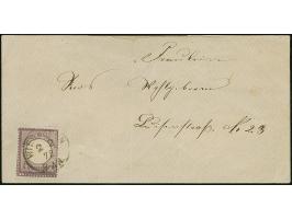 ¼ Gr. grauviolett mit Plattenfehler “helle Striche im Rahmen unten links” (Feld 141), mit klarem EKr. “WIESBADEN 2.2.72” als 