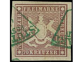 1873, 70 Kr. braunlila, Bogenfeld 2, farbfrisch, allseits breitrandig geschnitten, mit schön erkennbarer Wappenprägung, Teile