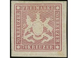 1873, 70 Kr. rotlila, Bogenfeld 5, farbfrisch, allseits breitrandig geschnitten mit schöner Wappenprägung, mit praktisch voll