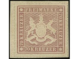 1873, 70 Kr. rotlila, Bogenfeld 5, farbfrisch, allseits breitrandig geschnitten, mit vollständigen Trennlinien, sauber ungebr