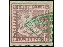1873, 70 Kr. rotlila, Bogenfeld 5, farbfrisch, allseits breitrandig geschnitten mit schöner Wappenprägung, mit dreiseitigen T