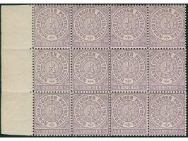 ¼ Gr. rotviolett im waagerechten 12er-Block vom linken Bogenrand, postfrisch mit kleiner Haftspur im Rand, waagerecht leicht 