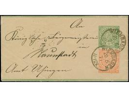 ½ Gr. orange, farbfrisch und gut gezähnt, als Zufrankatur auf Streifband ⅓ Gr. grün, mit EKr."WIESBADEN 20 6 71" nach Naunsta