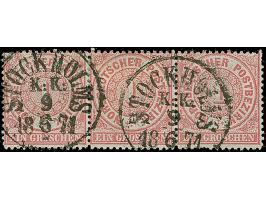 1 Gr. im waagerechten 3er-Streifen mit 2 sauberen Abschlägen des Anlandestempels &nbsp;"STOCKHOLM K: K: 9 6 1871"sowie 3 Einz