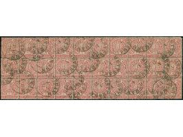 1 Gr. karmin im waagerechten 30er-Block, entwertet durch Preußen-DKr. "METTMANN 1/10 71". Einige Werte fehlerhaft, für eine d