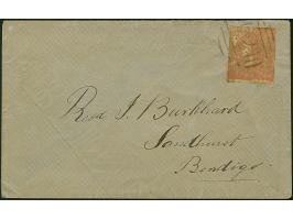 1858, Emblems Issue 4 d. pale dull rose on smooth vertically laid paper, over-inked print, rouletted 5½-6½, tied to 1858 enti