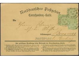 1 Kr. grün, drei Einzelwerte mit EKr. "FRANKFURT A.M. 22 6 71" auf 'Correspondenz-Karte' nach Bonames (damals noch nicht Orts