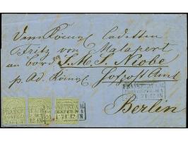 1 Kr. grün, drei Einzelwerte mit Ra3 "FRANKFURT A.M. POSTEXPED.No.1 27 11 71" auf komplettem 'Hofpostamts-Brief' an den Kadet