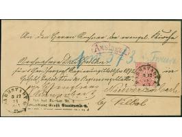 3 Kr. Karmin, farbfrisch und gut gezähnt, mit sauber auf- und nebengesetztem EKr. "DARMSTADT 5 12 71" als Prokura-Gebühr auf 