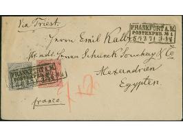 3 Kr. rot und 7 Kr. graublau, beide farbfrisch und gut gezähnt, mit Ra3 "FRANKFURT A.M. POSTEXPED No.1 5 12 71" nach Alexandr