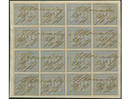 30 Gr. blau im 16er-Block, farbfrisch und ausgabetypisch gezähnt, paarweise sauber handschriftlich entwertet "Altona Bhf. 21/