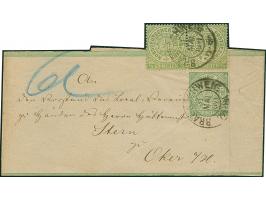 Streifband ⅓ Gr. mit Zufrankatur ⅓ Gr. gezähnt im waagerechten Paar, mit DKr. "BRAUNSCHWEIG 31 MAI 1871" als Drucksache der 3