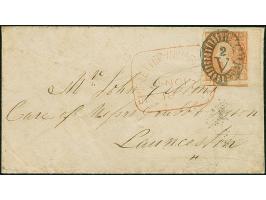 1854, Woodblock Issue 6 d. dull orange, imperforate, a fine used sheet marginal example (incl. part of bottom stamp) used on 