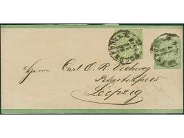 Streifband 1 Kr. grün mit wertstufengleicher Zufrankatur 1 Kr. grün, farbfrisch und gut gezähnt, mit EKr. "FRANKFURT A.M. 22 