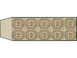 2 Gr. im waagerechten 10er-Block vom linken Bogenrand mit Randinschrift "Pc.f.d.Dr." (Punkte für den Drucker), postfrisch (Fa