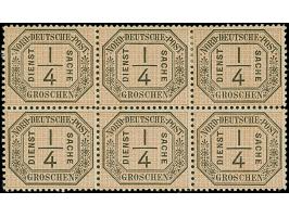 ¼ Gr. - 2 Gr.kpl., bis auf ½ Gr. alle in 4rer- bzw. die ¼ Gr. im 6er-Block, 1 Gr. mit Anlagepunkten, ungebraucht, teils postf