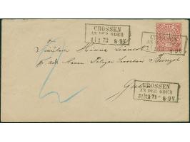 1 Gr. karmin, farbfrisch und gut gezähnt, mit sauber auf- und nebengesetztem Ra3 "CROSSEN AN DER ODER 1/1 72" sowie nochmals 