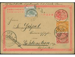 1 c. ocher and 2 c. red neatly tied by cds “CANTON OCT 00” to postal stationery card 1 c. rose to Germany, additional frankin