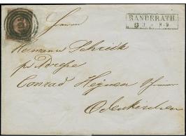 “1195” RANDERATH (OPD Aachen), sauber auf 1 Sgr. auf hellgraurot, vollrandig, auf Briefhülle nach Odenkirchen. Marke minimale