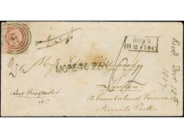 Glatter Grund, 1 Sgr. rosa, allseits vollrandig, mit zentrisch aufgesetzter Nr."155" auf kleinem Briefkuvert mit Ra2 "BONN 10