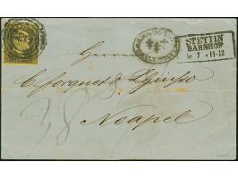 3 Sgr. auf gelb, breitrandig, mit Nr. "1439" und sauber nebengesetztem Ra3 "STETTIN BAHNHOF 18/7" (1857) auf komplettem Faltb