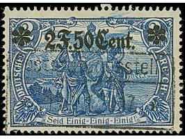 1916, 2F50C. auf 2 Mark schwärzlichultramarin, 25:17 Zähnungslöcher, sauber gestempelt "Postüberwachungsstelle 19.1.17", tade