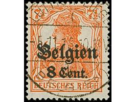 1916, Germania 8 C. auf 7½ Pfennig rötlichorange, Zwischenraum 0,8mm, sauber gestempelt “VERVIERS -5.11.18”, tadellos, eine s
