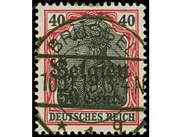 1916, Germania 50 C. auf 40 Pfennig karminrot/lilarot schwarz, Zwischenraum 0,8mm, sauber gestempelt “BRÜSSEL 10.11.18”, tade