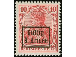 1918, Gültig 9. Armee, Germania 10 Pfennig rotkarmin Friedensdruck, sauber ungebraucht, tadellos, eine sehr seltene Marke, Fo