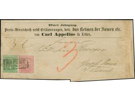 4 Pfge. grün und 1 Sgr. rosa, erstere rechts berührt, sonst beide breitrandig, mit Ra2 "ERFURT 16 12" auf vorgedruckter Zeitu