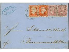 ½ Sgr. rotorange in wertstufengleicher Mischfrankatur mit Ausgabe ohne Wasserzeichen ½ Sgr. rotorange, zusammen mit Gittergru